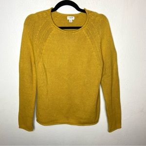 J. Crew Mustard Yellow Knit Rollneck Cotton Pullover Sweater Medium